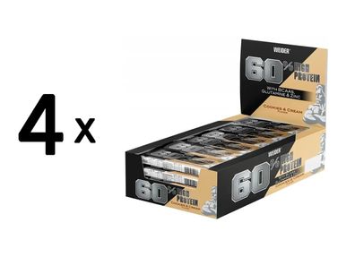 4 x Weider 60% Protein Bar (24x45g) Cookies and Cream