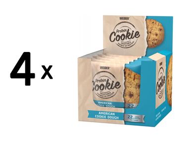 4 x Weider Protein Cookies (12x90g) American Cookie Dough