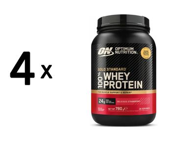 4 x Optimum Nutrition 100% Whey Gold Standard (768g) Delicious Strawberry