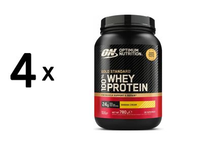 4 x Optimum Nutrition 100% Whey Gold Standard (768g) Banana Cream