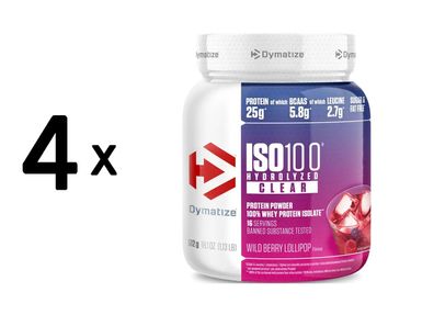 4 x Dymatize ISO 100 Clear (512g) Wild Berry Lollipop