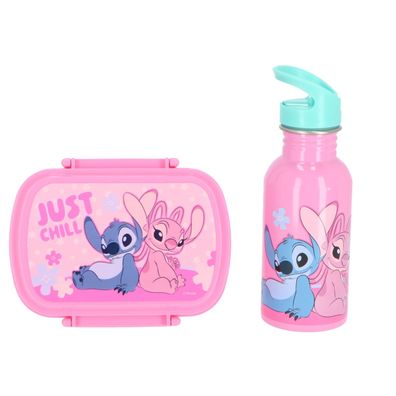 Lilo & Stitch Lunchpaket mit Lunchbox und 500 ml Trinkflasche aus Edelstahl für