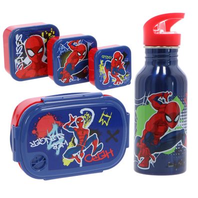 Spiderman Kinder Lunchset – 5-teilig Brotdose Trinkflasche Besteck