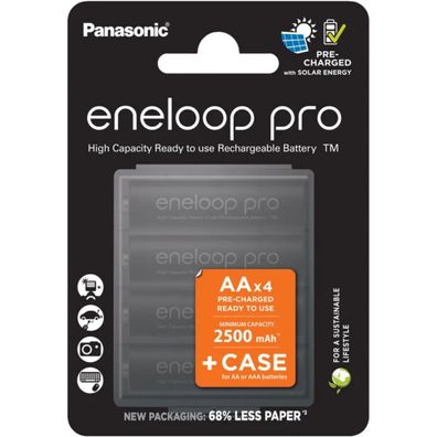 eneloop pro – AA Akkus wiederaufladbar Batterien 1.2 V NiMH, 2500 mAh, vorgeladen,
