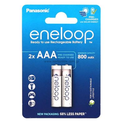 Panasonic eneloop – AAA Akkus 1.2 V NiMH, 800 mAh, vorgeladen, 2er Pack
