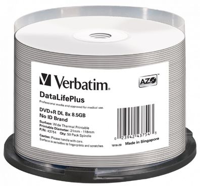 Verbatim Thermo-bedruckbare DVD+R Rohlinge 50 Stück – Ideal für professionelle