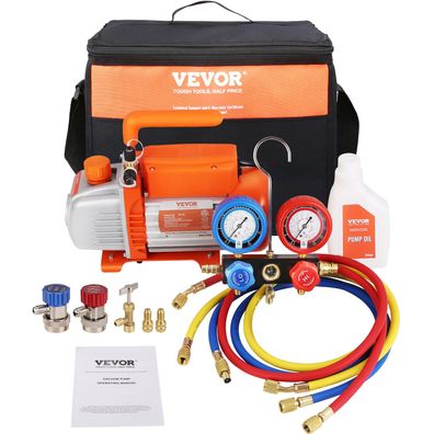 VEVOR Vakuumpumpe 4 CFM 113 L/min mit Manometer-Set 220V 180W