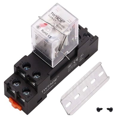 TWTADE Leistungsrelais DC 24V DPDT 8-polig 10A mit Sockel