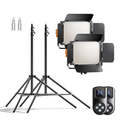 Walimex pro LED Niova 600 Bi Color und Stativ 2er Set Lichtstativ Flächenleuchte