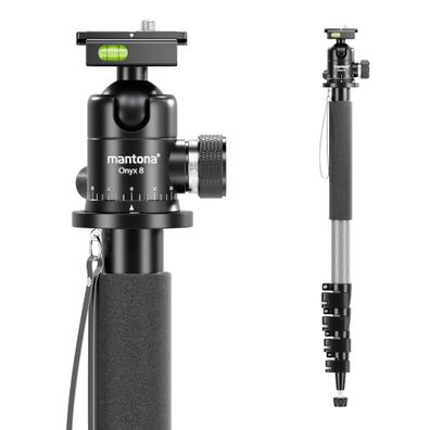 Walimex pro 1983 Carbon Einbeinstativ + Onyx 8 Kugelkopf Stativkopf Reisestativ