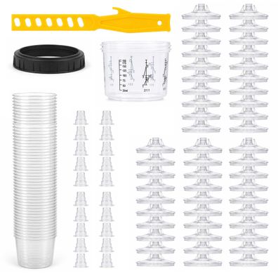 Wiltec Mischbechersystem 200ml 50x Filter 125?m Lackmischbecher Autolackierung
