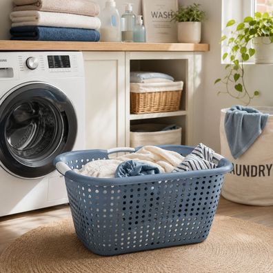 Kunststoff Wäschekorb Wäschesammler Wäschebox Wäschebehälter 26L / B60xL40XH22cm