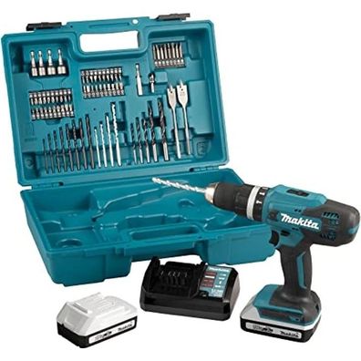 Makita HP488DAEX1 Akku-Schlagbohrmaschine inkl. Bit-Set, 18V 1,5Ah Li-Ion + 2. Akkus,