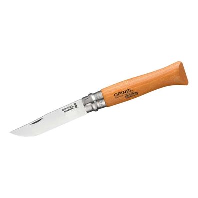 Opinel Taschenmesser mit Buchenholz Griff in Größe No 09, Carbonstahl