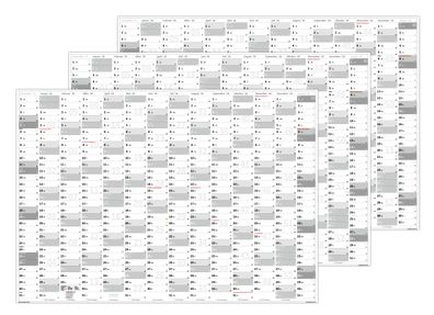 3 Stück gerollt XL Wandkalender Wandplaner 2028 (grau2) - DIN A1 Format