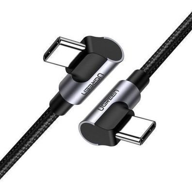 Ugreen USB-C Winkelkabel 1m - Schnellladekabel PD QC SCP 3A, 480Mb/s - Grau
