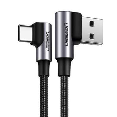 Ugreen 90-Grad USB-C Schnellladekabel QC 3.0, 3A, 0,5m, Grau (Modell: US176 2085