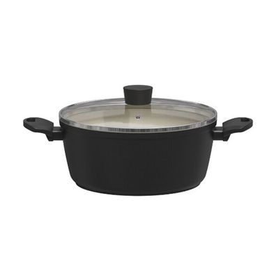 Michelino Nora New Line Fleischtopf mit Glasdeckel & Softgriff - 28 cm
