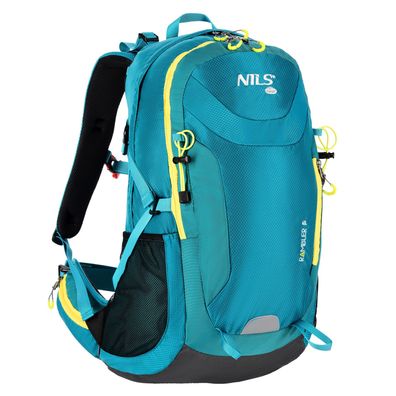 NILS CAMP Rambler Wanderrucksack 40 Liter Blau mit Regenschutz und Hüftgurt