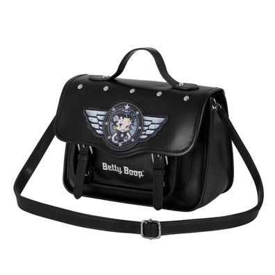 Betty Boop Schultertasche Rucksack Schwarz mit Frontfach und Innenfächern