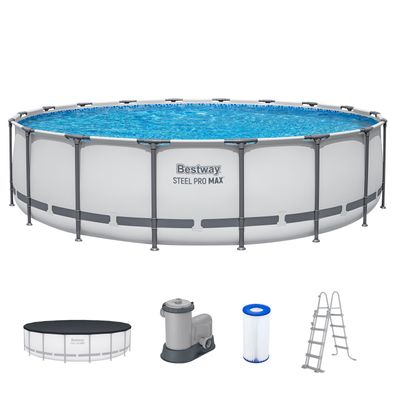 Steel Pro MAX™ Frame Pool Komplett-Set mit Filterpumpe Ø 549 x 122 cm, lichtgrau,