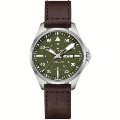 Hamilton – H64635560 – Khakifarbene Herrenuhr mit Fliegeruhr