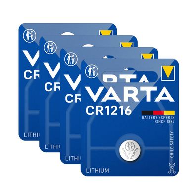 4x Varta CR 1216 CR1216 3V Lithium Batterie Knopfzelle 27mAh Blister 6216