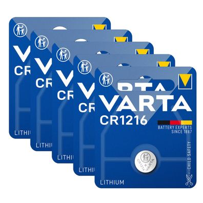 5x Varta CR 1216 CR1216 3V Lithium Batterie Knopfzelle 27mAh Blister 6216
