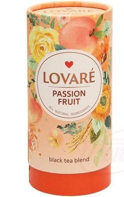 Lovare Schwarzer Tee Früchten Blütenblättern Pfirsich Passionsfrucht lose 80g