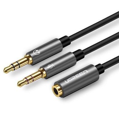 Ugreen 3,5 mm AUX Y-Splitter Kabel: 1x Buchse auf 2x Stecker - für Mikrofon & Ko