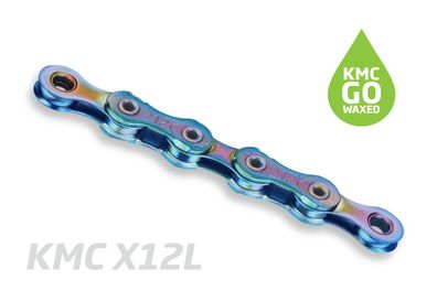 KMC Kette X12L, 12-fach, 126 Glieder, Aurora-Blue, waxed