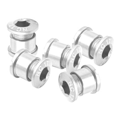 NC-17 Kettenblattschraube, 4u.5 Loch, 5er Set, CNC, AL-7075 T6, silber