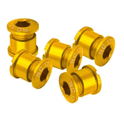 NC-17 Kettenblattschraube, 4u.5 Loch, 5er Set, CNC, AL-7075 T6, gold