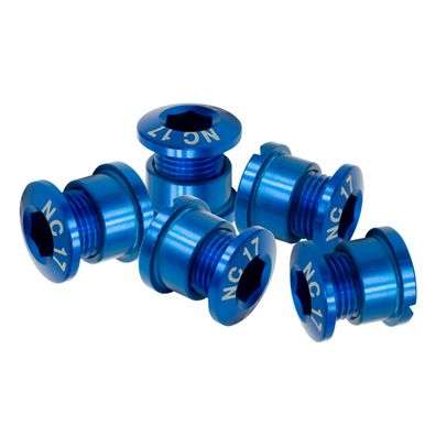 NC-17 Kettenblattschraube, 4u.5 Loch, 5er Set, CNC, AL-7075 T6, blau
