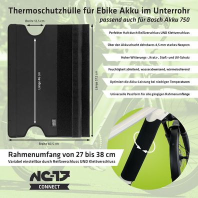 NC-17 Connect Batterie Thermo Cover 7.0 R Reißverschluss, für Intube-Akku im Rahme