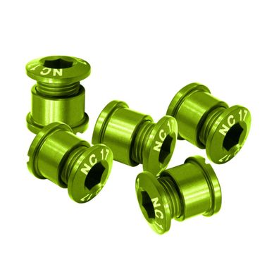 NC-17 Kettenblattschraube, 4u.5 Loch, 5er Set, CNC, AL-7075 T6, grün