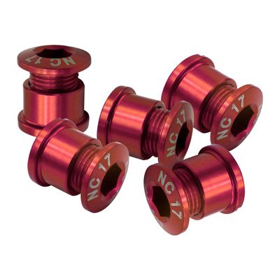 NC-17 Kettenblattschraube, 4u.5 Loch, 5er Set, CNC, AL-7075 T6, rot