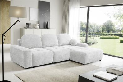 Ecksofa Schlafsofa Sofa ARGOS in Stoff Vibe Hellgrau Ottomane Rechts