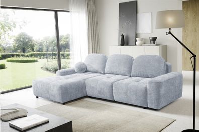 Ecksofa Schlafsofa Sofa ARGOS in Stoff Vibe Hellblau Ottomane Links
