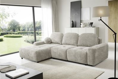 Ecksofa Schlafsofa Sofa ARGOS in Stoff Vibe Beige Ottomane Links