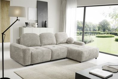 Ecksofa Schlafsofa Sofa ARGOS in Stoff Vibe Beige Ottomane Rechts