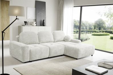 Ecksofa Schlafsofa Sofa ARGOS in Stoff Vibe Creme Ottomane Rechts