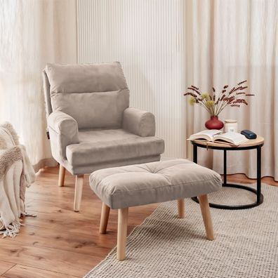 Relaxsessel Sessel Catania inkl. Hocker in Stoff Trinity Beige