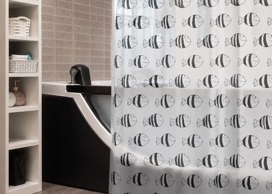 Spirella Fofy Black Duschvorhang 180x200 Modern Black & White Design
