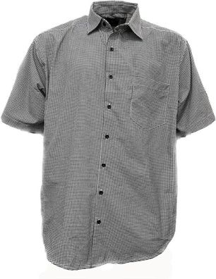 Karo-Kurzarmhemd mit Kentkragen, Größere Größe | Schwarz | 7XL