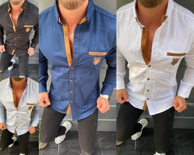 Megaman Langarmhemd Shirt Hemd Freizeithemd Business Hochzeit Klassisch