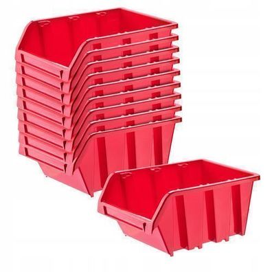 KADAX Werkstatt-Stapelkiste, aus PP Kunststoff, Rot, 490 x 298 mm