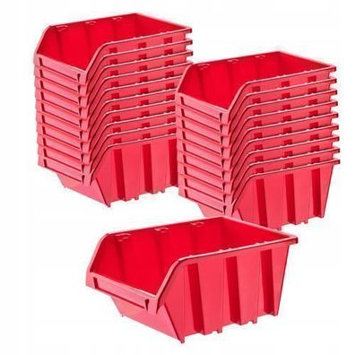 KADAX Stapelbox aus PP Kunststoff, 490 x 298 mm, Rot, 20 Stück