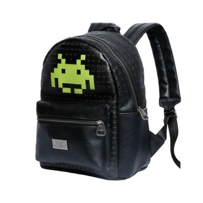 Space Invaders Alien Rucksack Schwarz Fashion Backpack Schule Freizeit Alltag