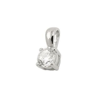 Anhänger 5mm Zirkonia rund in Krappenfassung Silber 925
